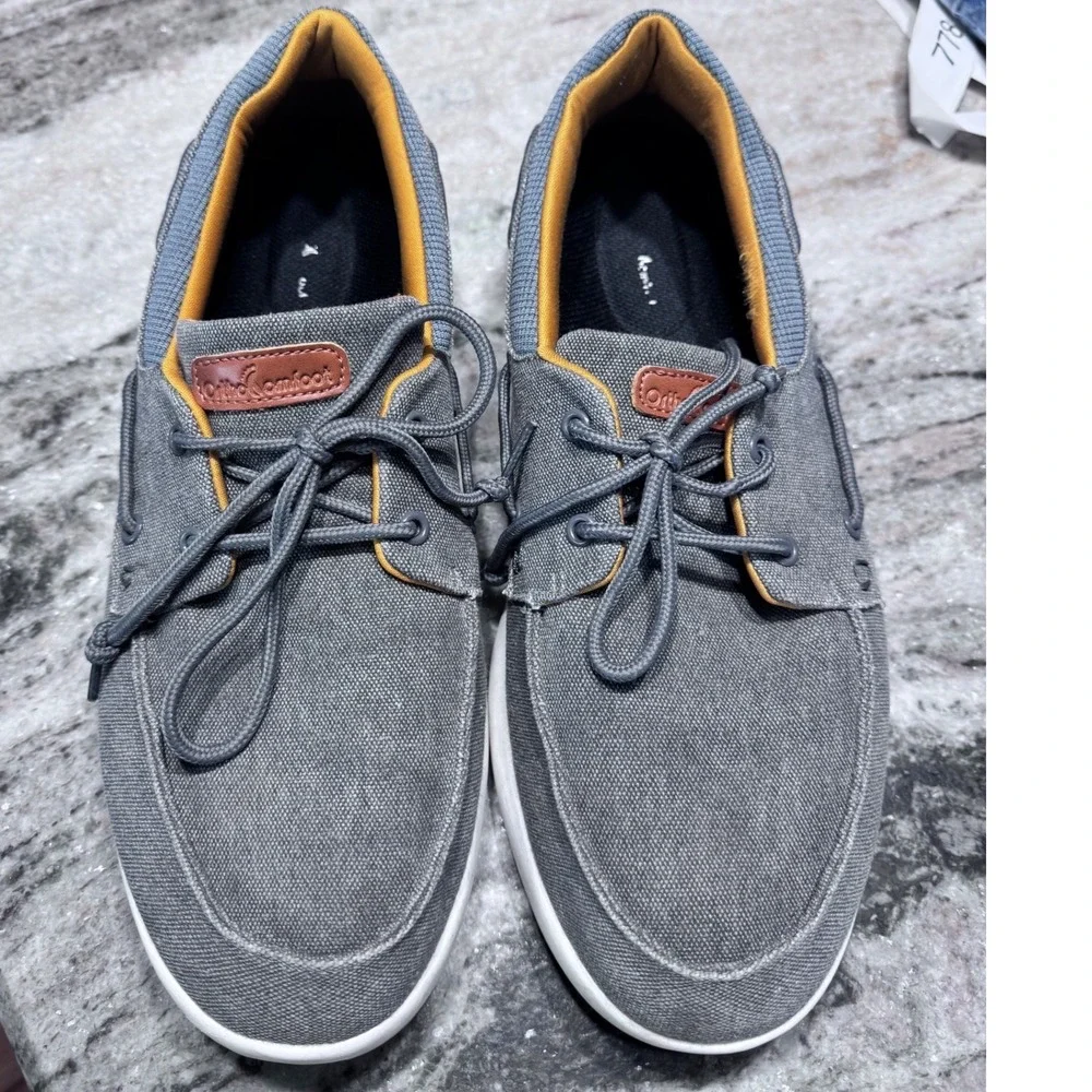 OrthoComfoot Boat Shoes Canvas Grey‎ 11.5 Men's Casual Nautical Comfort ZGBX01